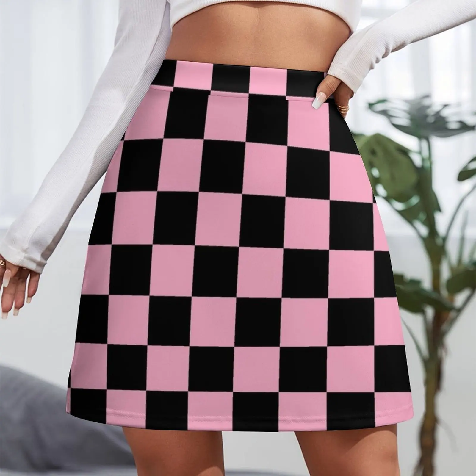 Checkered Pink and Black Mini Skirt Korean clothing Clothes for summer cute skirt japanese style Mini Skirt