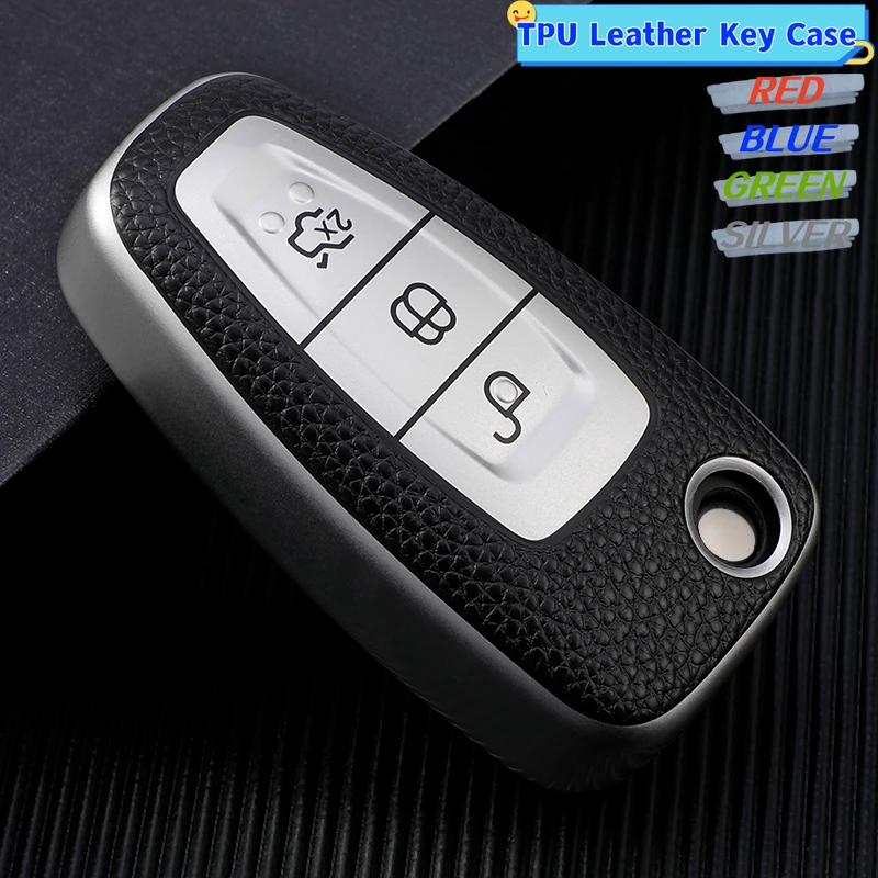 Auto Key Holder Leather TPU Car Key Case Cover For Ford Ranger C-Max S-Max Focus Galaxy Mondeo Transit Tourneo Custom