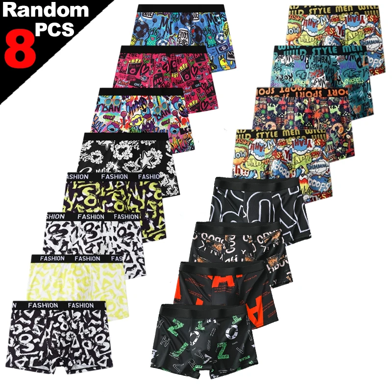 Teen Boy Boxer Underwear 4/8 Pack Breathable Polyester Milk Silk Soft Comfortable Shorts for Teenage Boys
