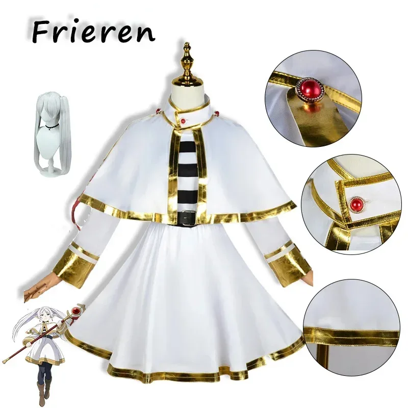

Frieren Cosplay Frieren At The Funeral Costume Skirt Shawl Elf Ear Wig Set Cos Halloween Party Carnival Party Costume Comic Con