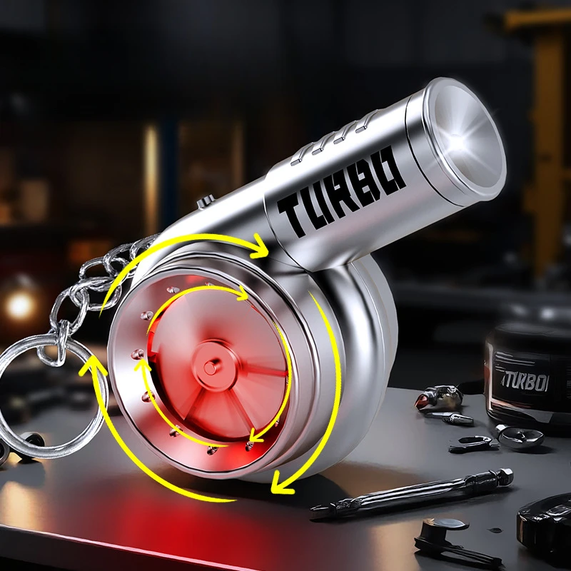 Coche de juguete de simulación turboalimentado, luz Turbo, alivio del estrés, simulación de coche, turbocompresor, juguete de rotación brillante, llavero, juguetes de mordaza, regalo