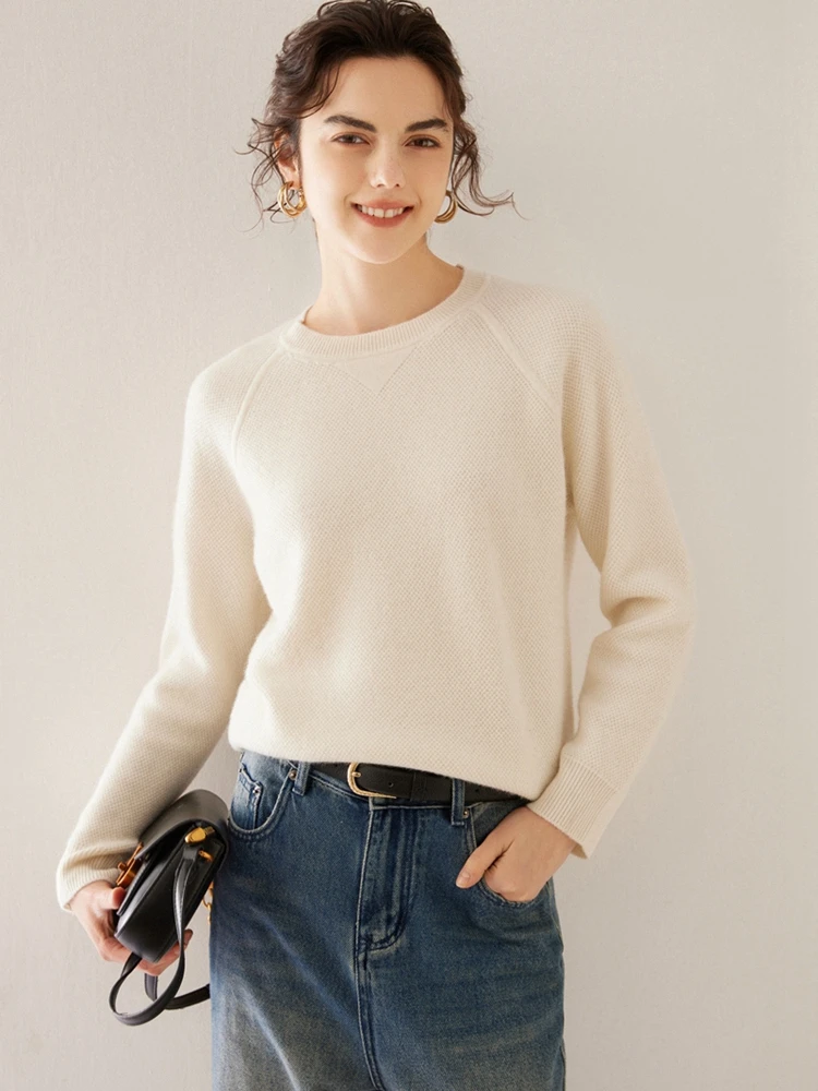 ADDONEE Autumn Winter Women 100% Cashmere Sweater O-neck Pullover Basic Casual Loose Style Cashmere Knitwear Soft Warm Clothing