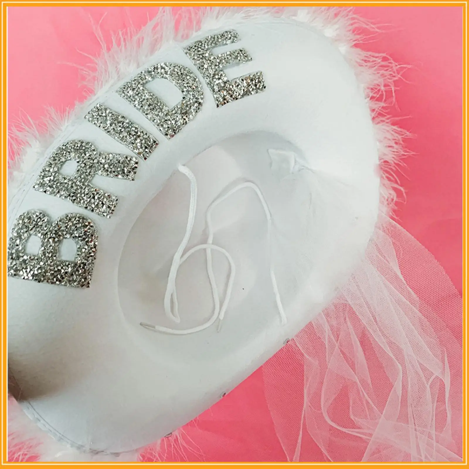 Cowboy Cowgirl Hat Western Bride Hat Sequin Princess Hat with Glitter Detail Suitable for Bridal Shower Party Wedding Pa