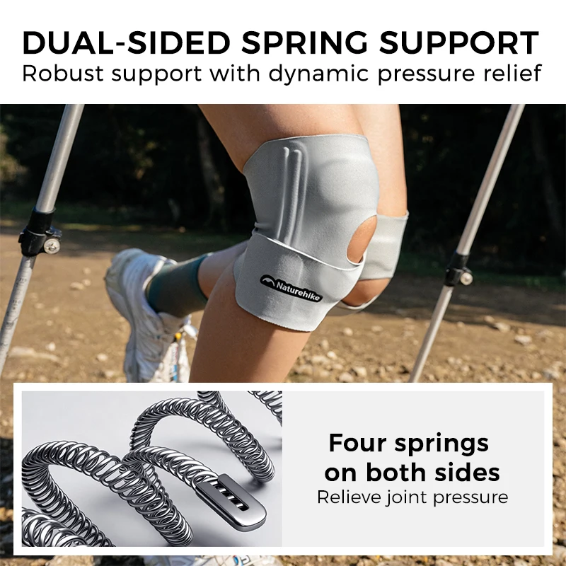 Naturehike Lightweight Hiking Knee Braces Spring-supported Dual-layer Silicone Anti-slip Breathable Seamless Knee Pad