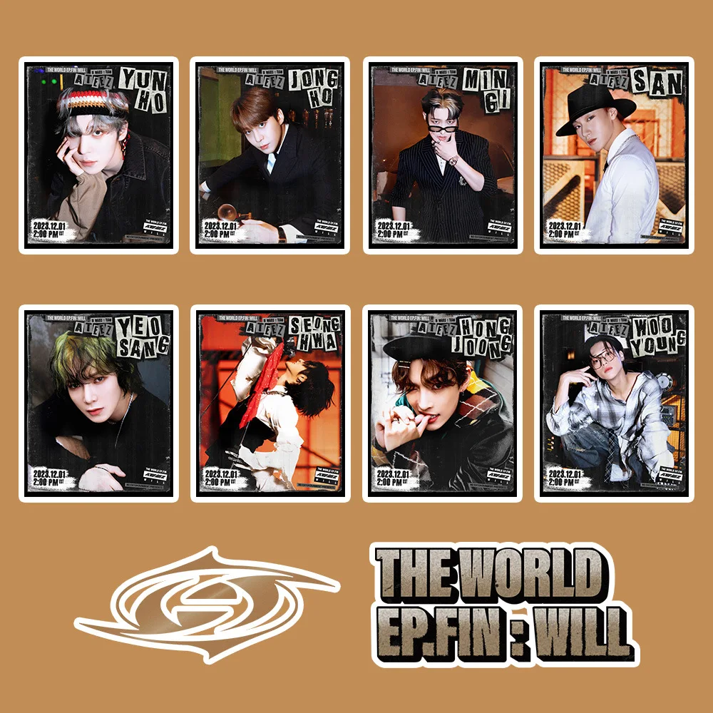 

Kpop Boy Group Ateez New Album THE WORLD EP.FIN WIL Stickers Decoration Suitcase Scrapbook Phone Laptop kpop Stationery Sticker