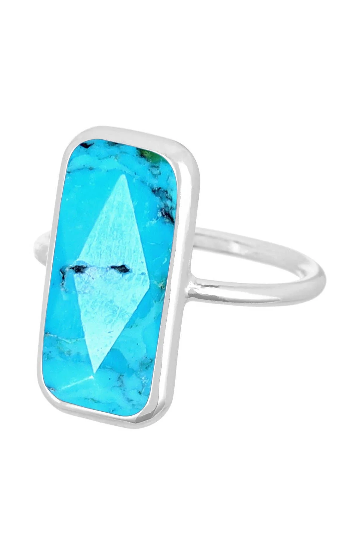 

Stabilized Turquoise Rectangle Ring in Sterling Silver FIlled