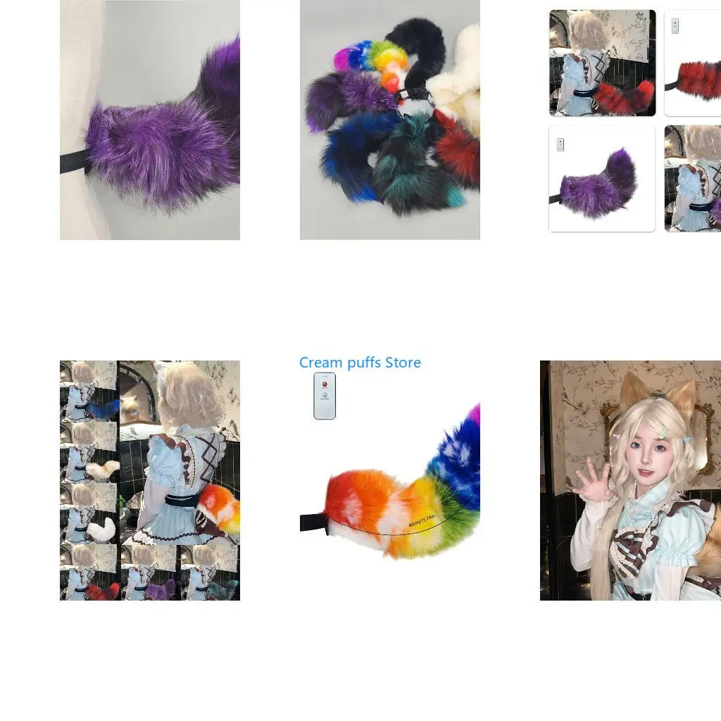 50LE Remote Control Wagging Tail Electric Movable Wolf Foxes Cats Tail Adult Kids