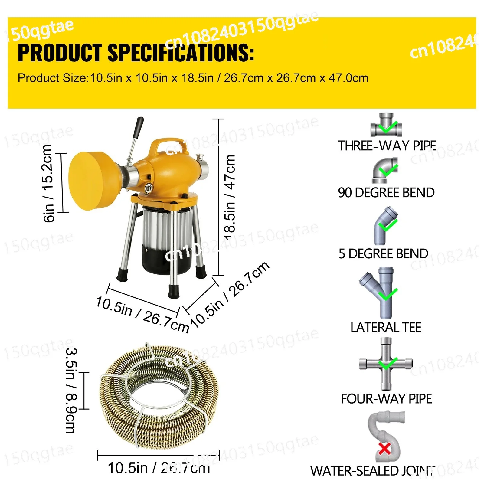 

Drain Cleaner Machine Sectional Drain Cleaner 400W 20m X 16mm Drain Auger Cleaning Machine HX-75