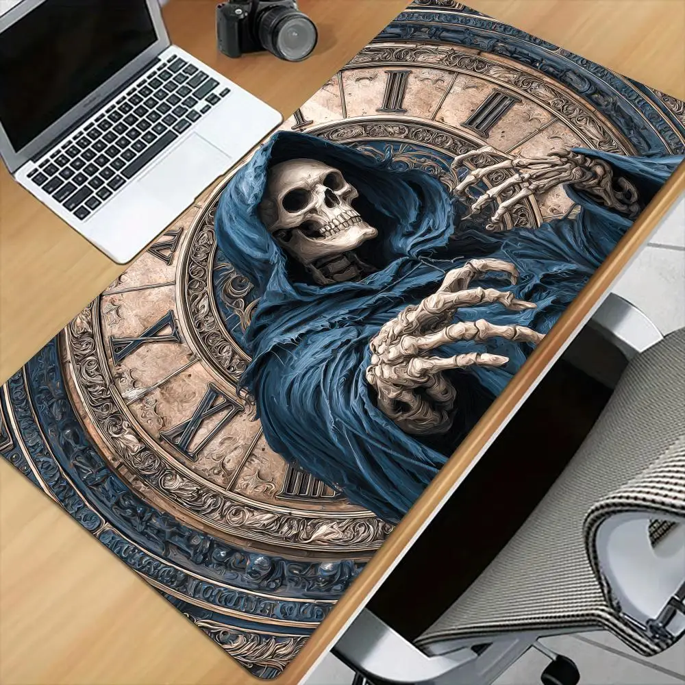 Giant Clock and Skeleton Man Mouse Pad Desk Mat Large Computer Office Carpet Mousepad Gamer Gaming PC Accessories Keyboard Rug