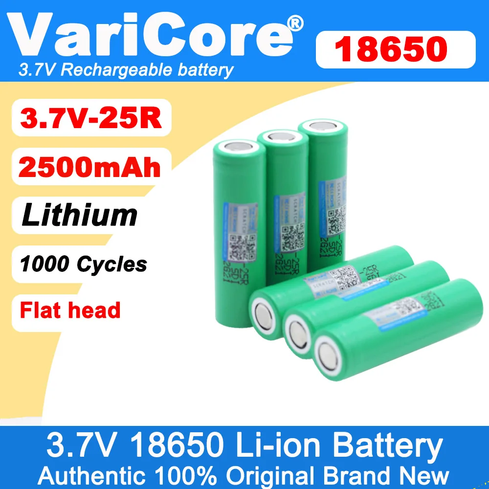 VariCore 3,7 В 18650 2500 мАч аккумуляторная батарея 1865025R 3,6 В разряд 20 А, предназначенная для аккумуляторов для электроинструментов