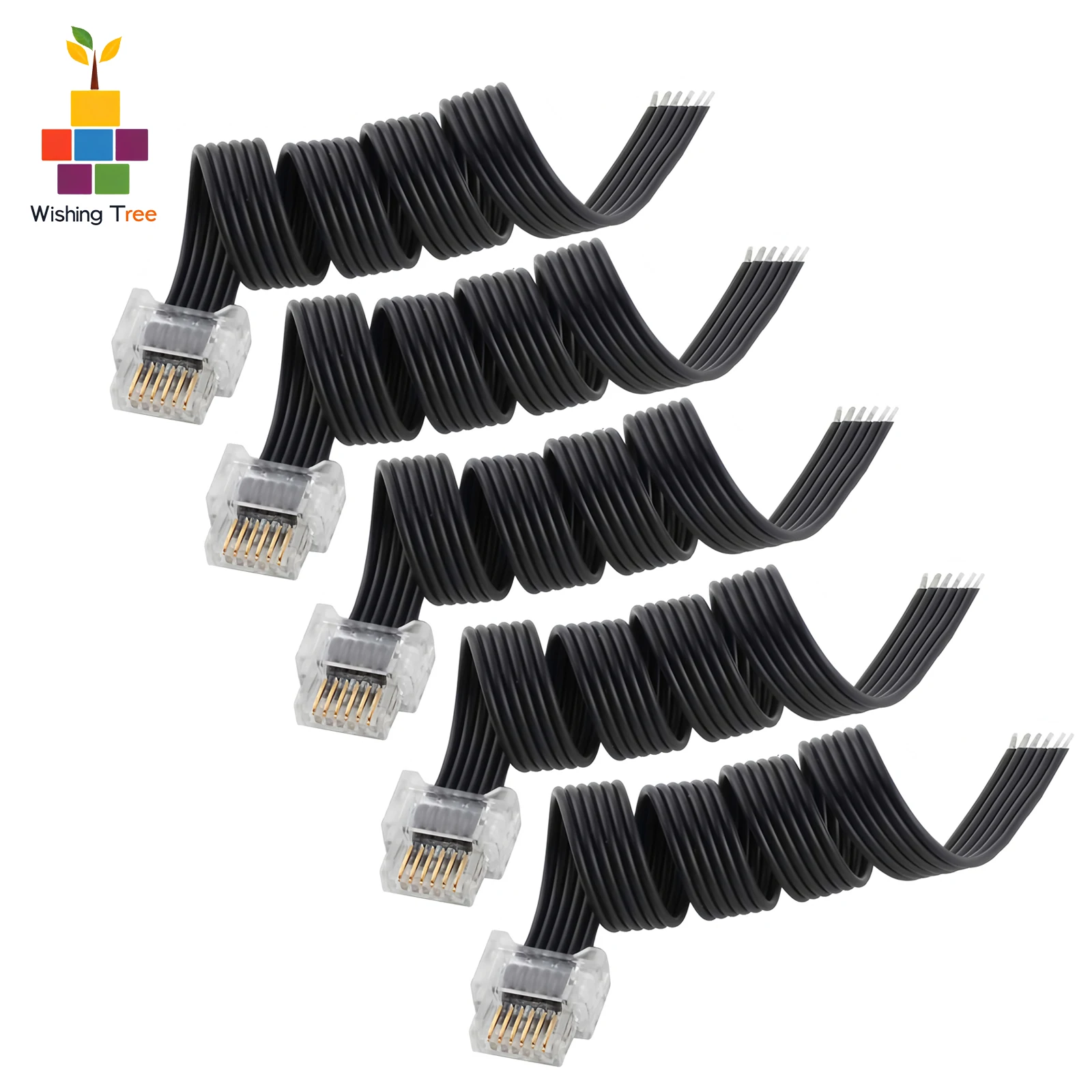 25cm Crystal Connector Cable for Motor/Sensor Repair Compatible with wesdo2.0/PF/MOC Robotics Building Blocks (5-Pack)