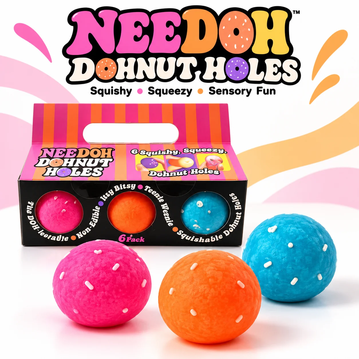 NEEDOH Dohnut Holes Squishy Stress Relief Balls Soft Squeeze Fidget Toys Sensory Desk Toys for Adults Office Relaxation Gift Set