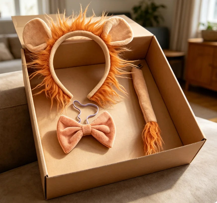 

Kids Lion Detachable Tail Animal Ear Hair Hoop Kindergarten Stage Performance Accessory Children Plush Zoo Themed Party Dress Up