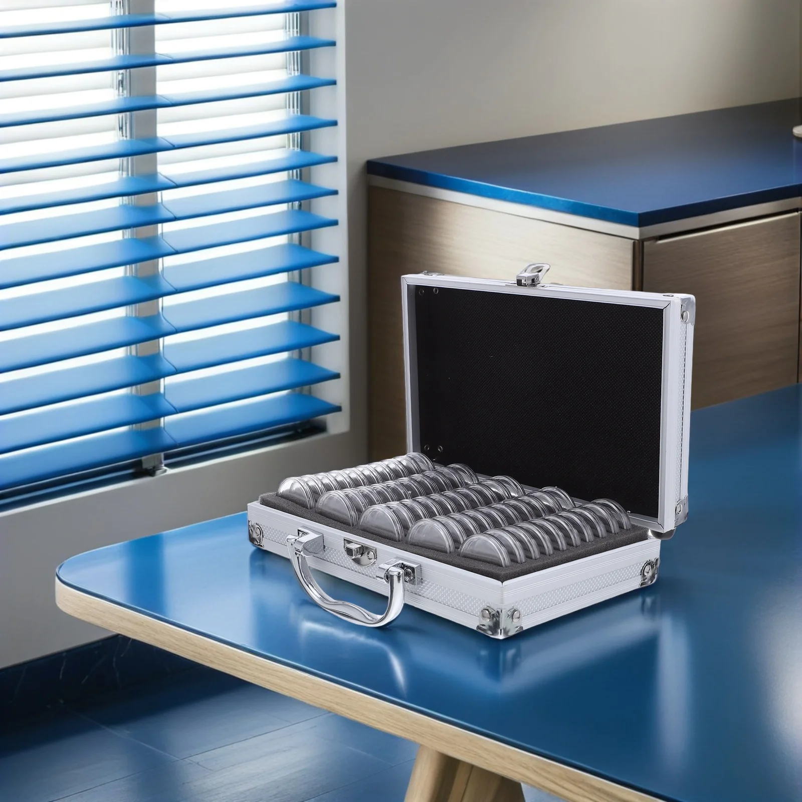 Coin Collection Box Display Case Protectors with Metal Lid Cover Organizers and Storage for Abs
