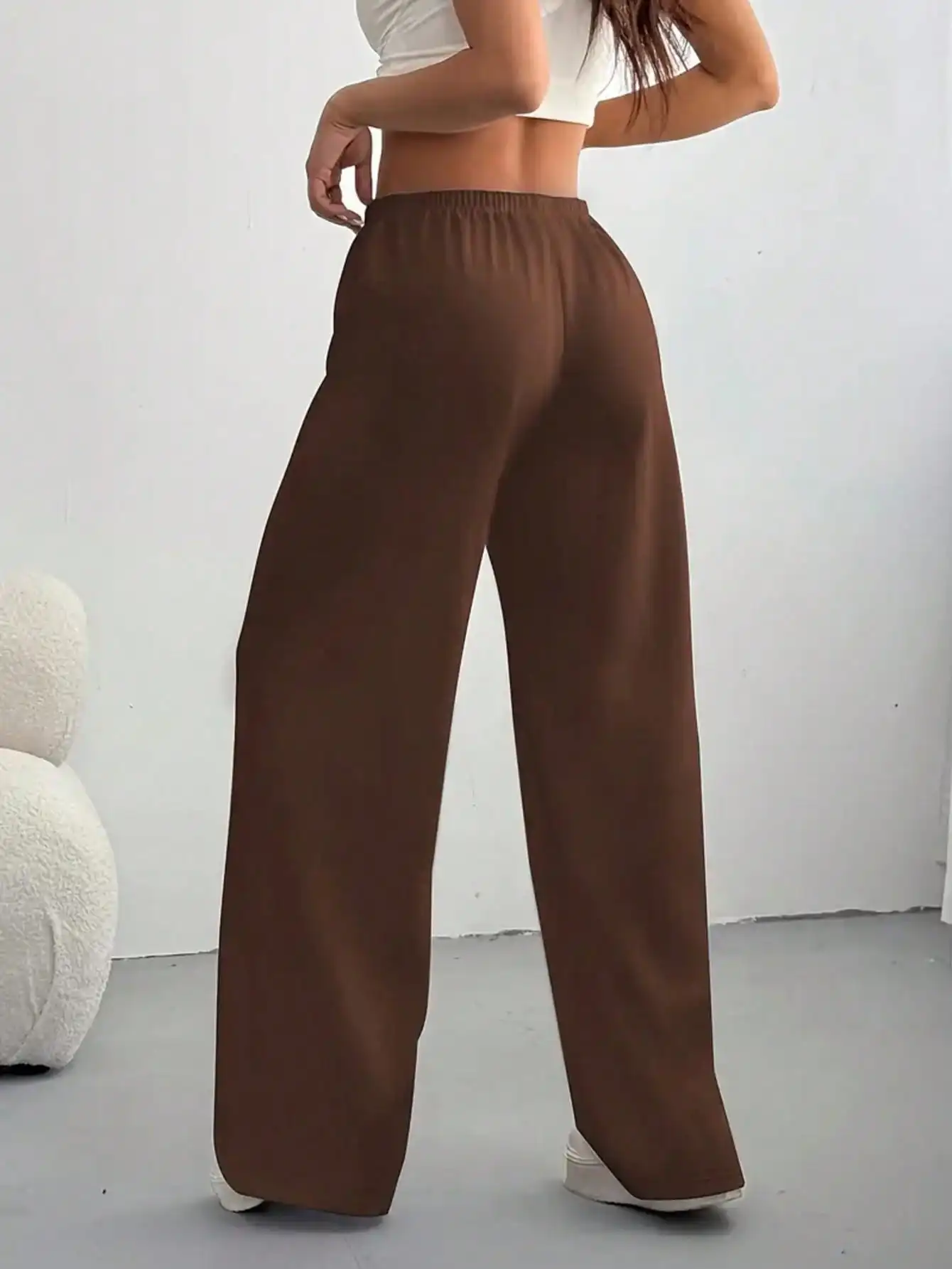 2026 Damen Casual Ganzjahres-Laufhose - Bequeme, lockere, einfarbige Hose mit Kordelzug und elastischem Bund, weites Bein – Detail 24