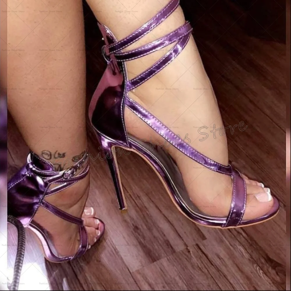 

Purple Ankle Buckle Open Toe Sandals Stilettos High Heels High Heel Shoes for Women Fashion Heels 2025 New Zapatos Para Mujere