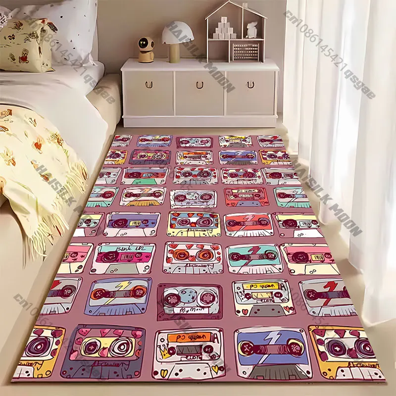 Retro cassette tape pattern carpet Yoga living room room decor children's crawling mat doormat area rug games mat