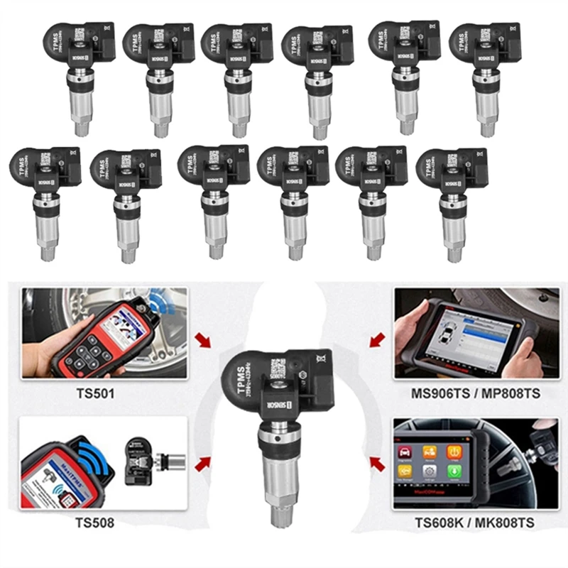 12Pcs Programmable MX Sensor 315MHZ+433Mhz 2 In 1 PMS Tire Pressure Sensor Monitor For Autel Tool TS408 TS508 ITS600