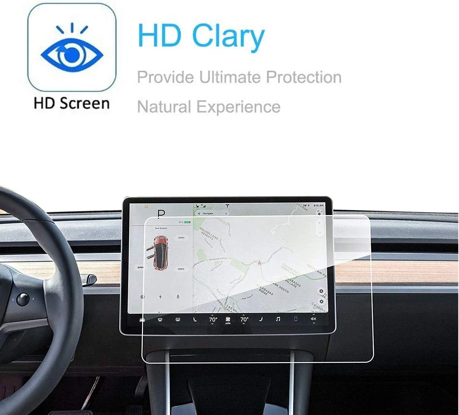 9H Tempered Glass Screen Protector For Tesla Model 3 Y 15 Inch Center Control Touch Screen Anti Scratch HD Anti Fingerprint