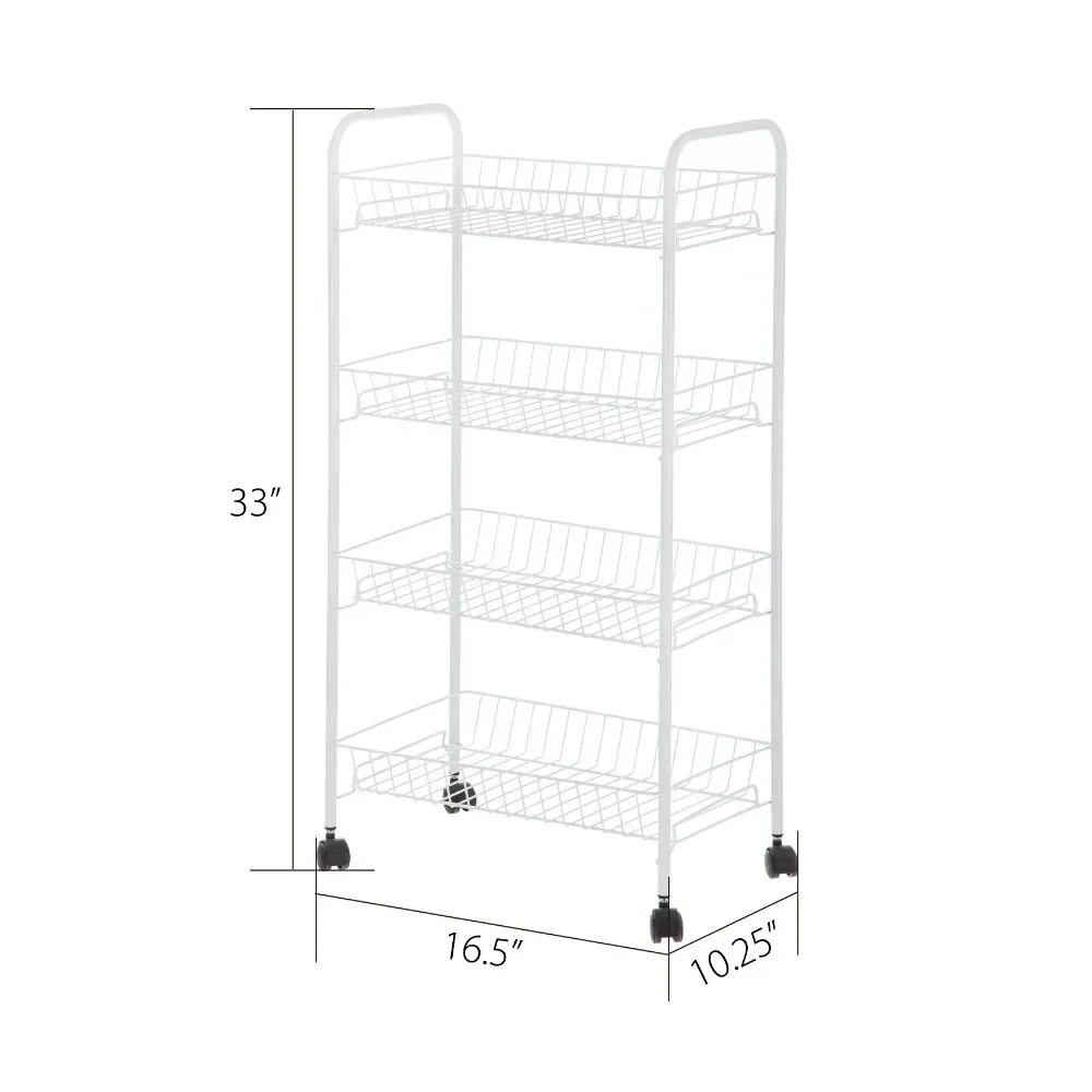 รถเข็นซักผ้าเหล็ก 4 ชั้นพร้อมล้อเลื่อน สีขาว กลุ่มผู้ใหญ่วัยรุ่น และวัยรุ่น