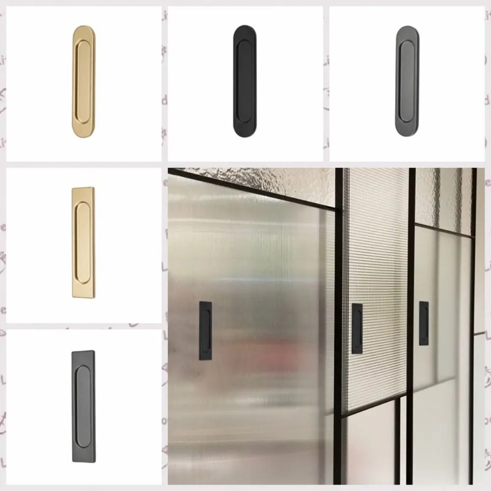 No Drilling Self-adhesive Handle Aluminum Alloy Double-sided Sliding Door Handle Black/Grey/Gold Glass Door Knob Furniture