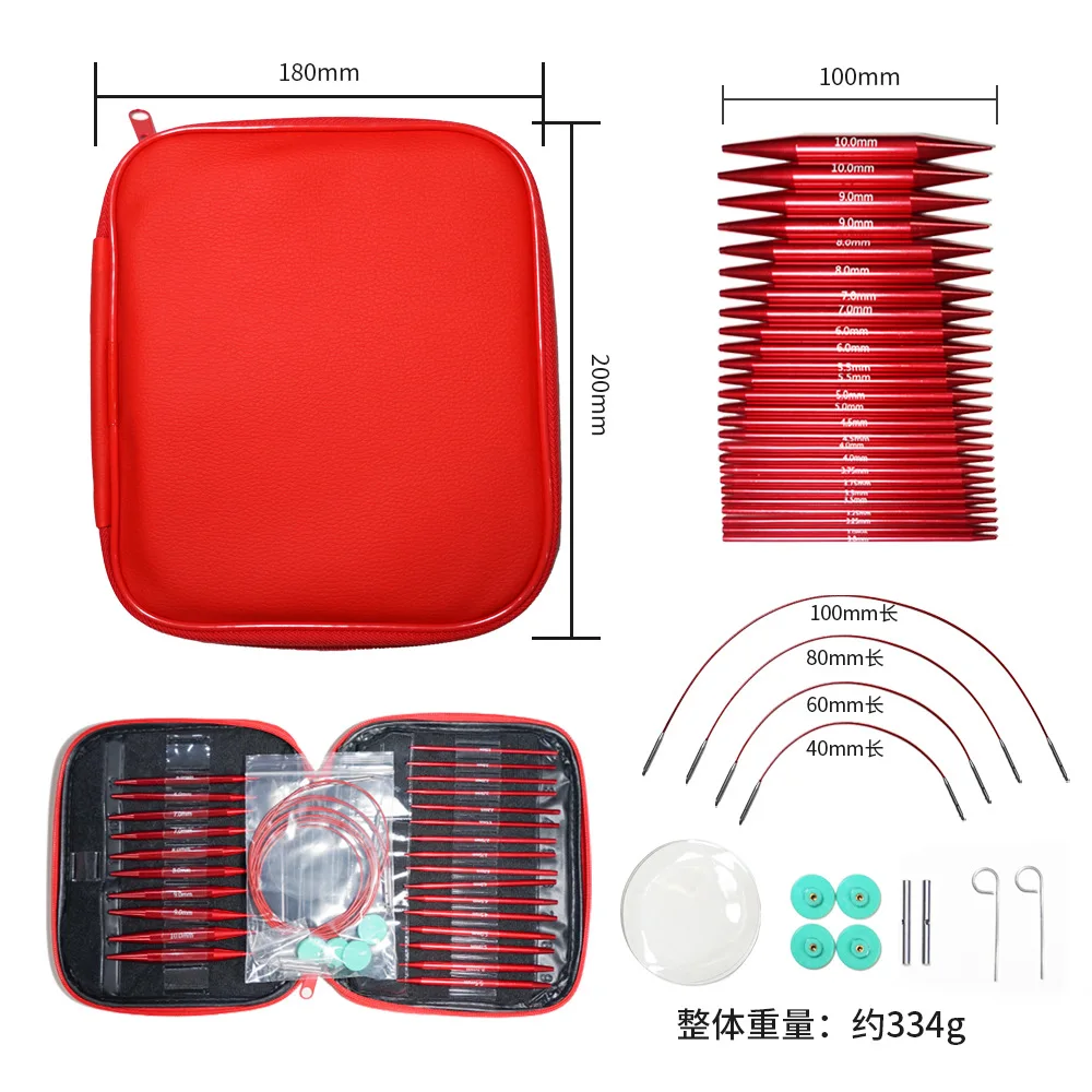 New Ring Needle Set Red Alumina Sweater Needle DIY Hand Knitting Tool Set Sweater Stick Needle