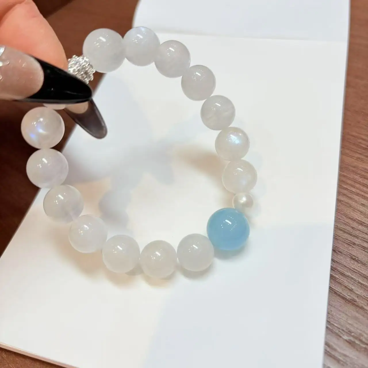 

Natural Aquamarine Bracelet Women's Fashion Light Luxury Bracelet National Style