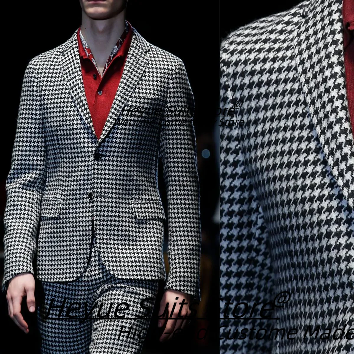 

Классические мужские костюмы с узором «гусиные лапки», облегающие свадебные смокинги для жениха с зубчатыми лацканами, комплекты из 2 предметов, мужские пиджаки для выпускного вечера, Ropa Hombre