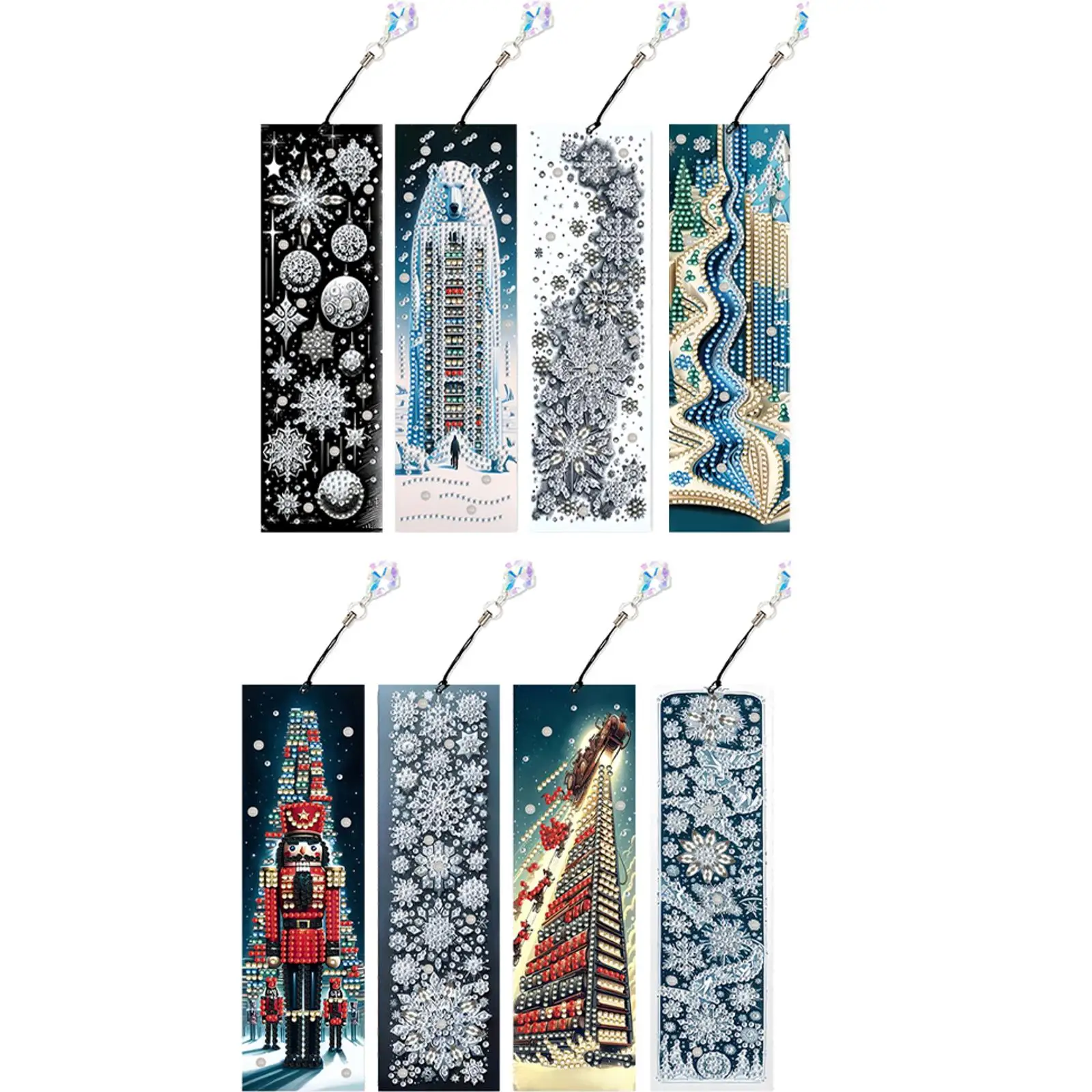 

8Pcs Christmas Themed DIY Diamond Painting Bookmark for Reading Enthusiasts