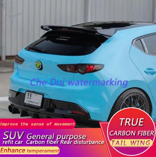 For Mazda3 Hatchback Travel Version car SUV MPV 100%Real Carbon Fiberhighquality Rear Spoiler Trunk Lid AE Style