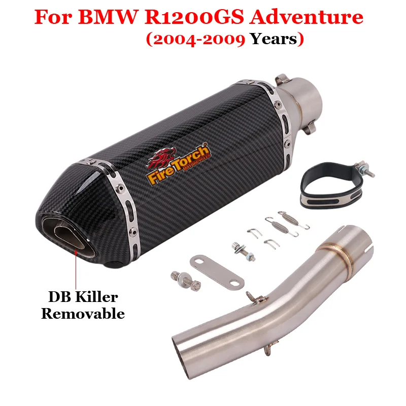 Sistema de Escape para motocicleta, silenciador de tubo de enlace medio de 51MM para BMW R1200GS, R1200 GS, Adventure ADV 2004-2009