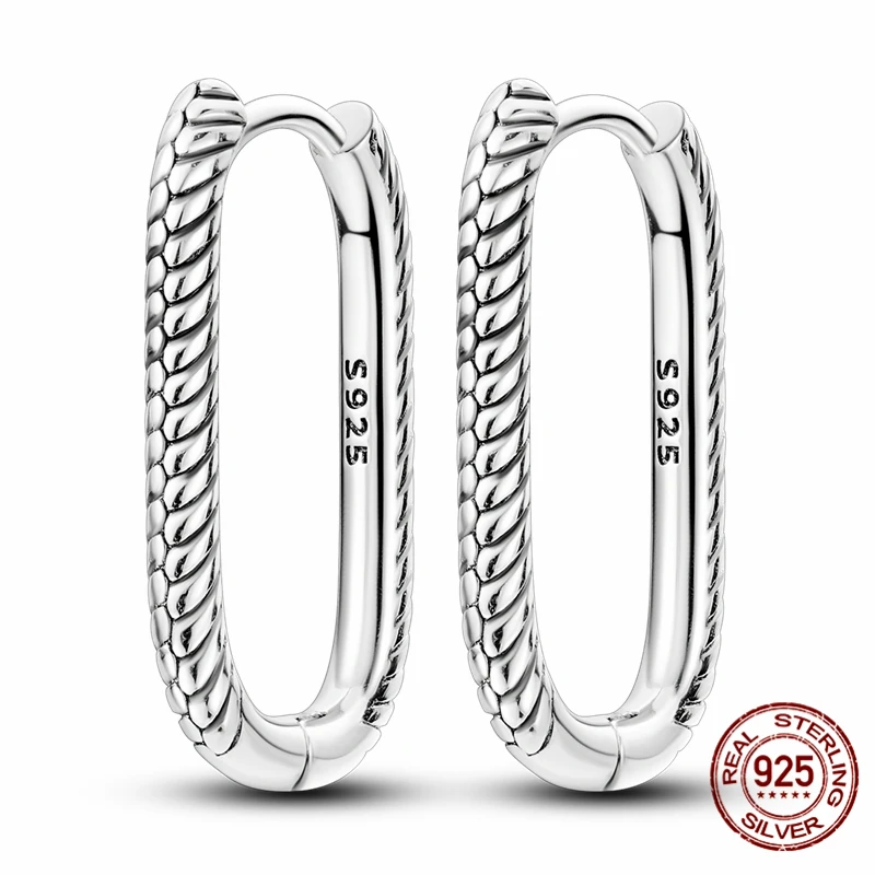 

2026 NEW 925 Sterling Silver U-shaped Snake Bone Pattern Earrings for Women Fashion Earrings Ear Studs Fine Jewelry Party Gift