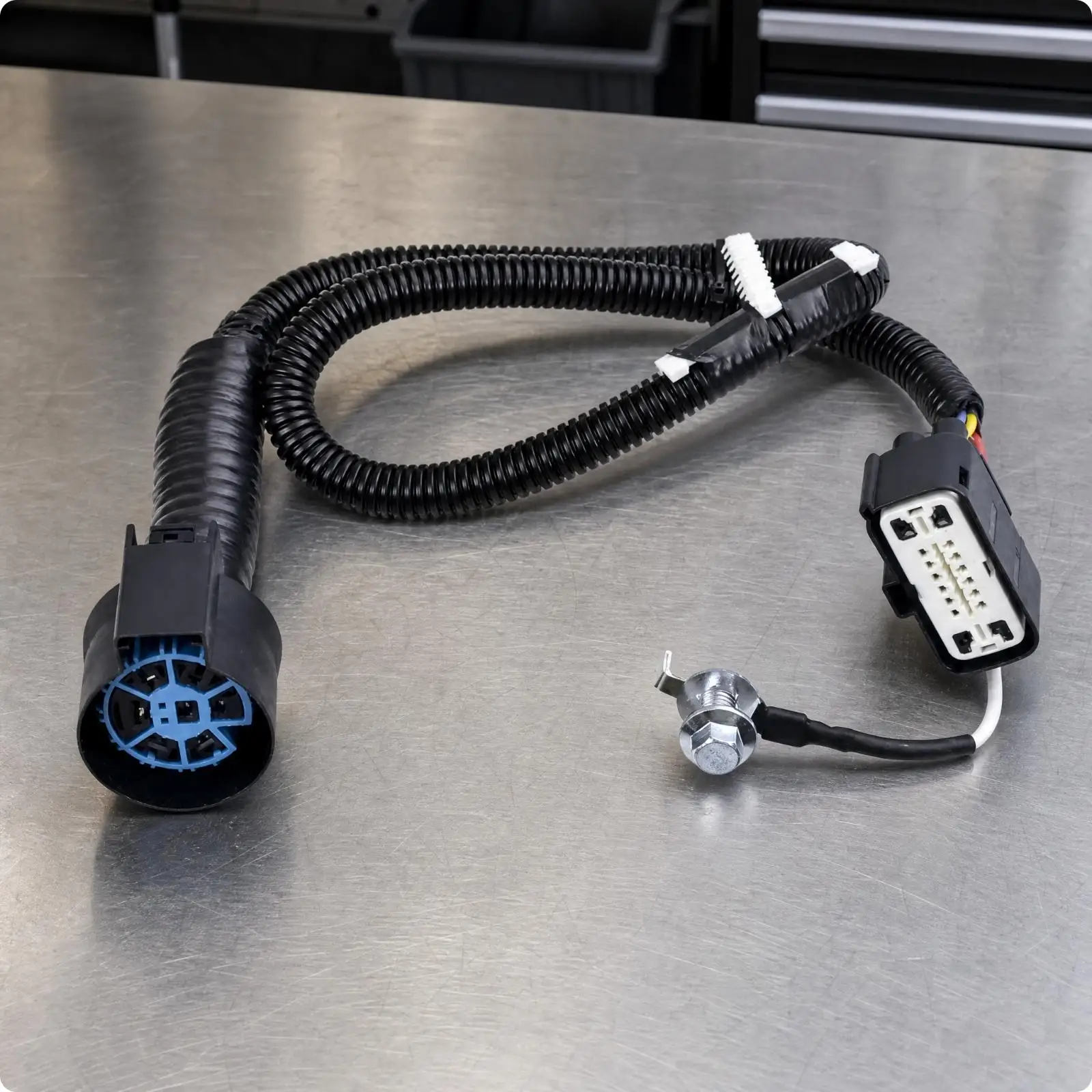 PVC Trailer Wiring Connector Cable with Round Terminal and Rectangular Plug for Towing Electrical System Replacement 9L3Z15A416