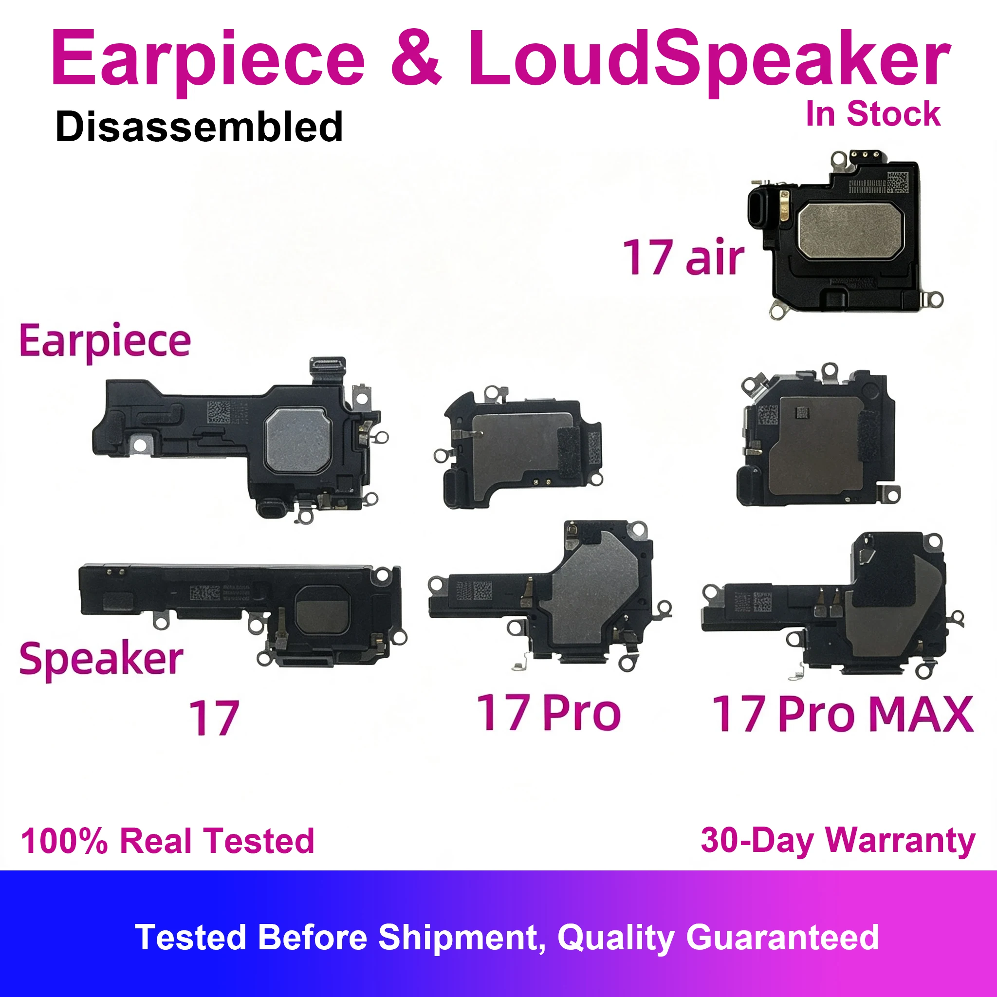 Earpiece LoudSpeaker Top Ear Speaker Flex Cable For iPhone 17 Air Pro Max Sound Ringer Fix Bottom Sound Replacement Repair Parts