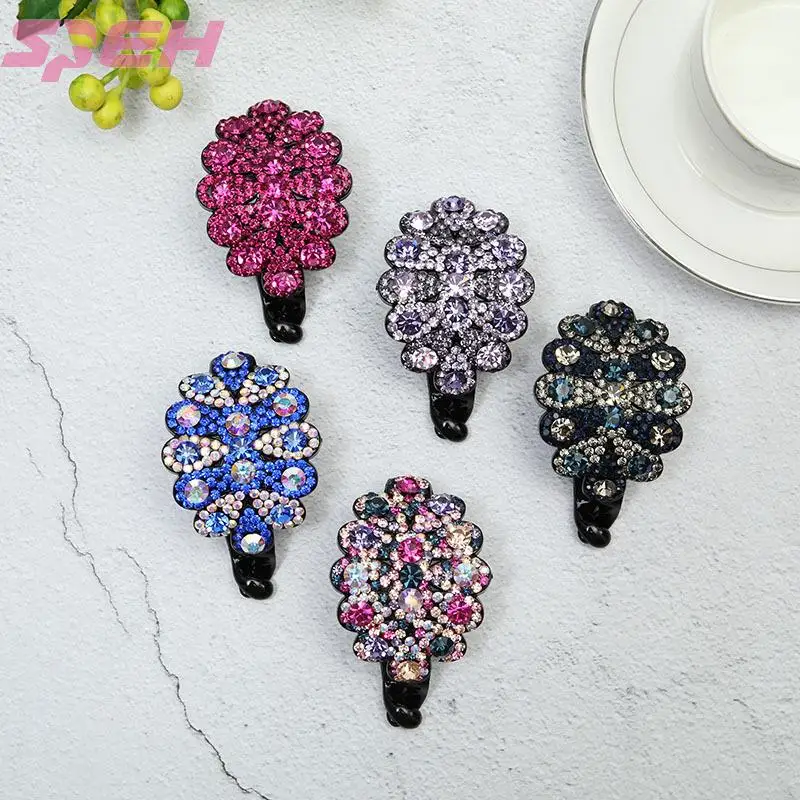 Rhinestone curling hair headdress full of  flowers women's back of head hair clip grab clip duck beak clip wholesale