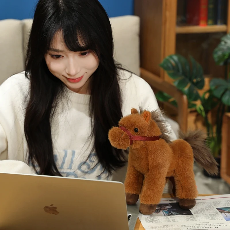 2025 Cuddly Standing Pony Plush Toys Handmade Stuffed Little Horse Doll Kawaii Desktop Decor Pretty Gift To Family Friends