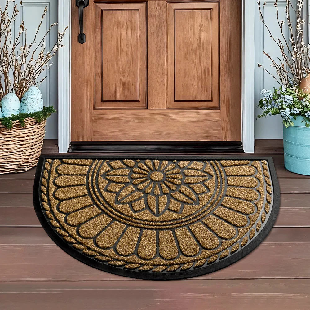 DSA door non-slip mat, dirt-resistant and easy to take care of carpet, household door semi-circular rubber floor mat