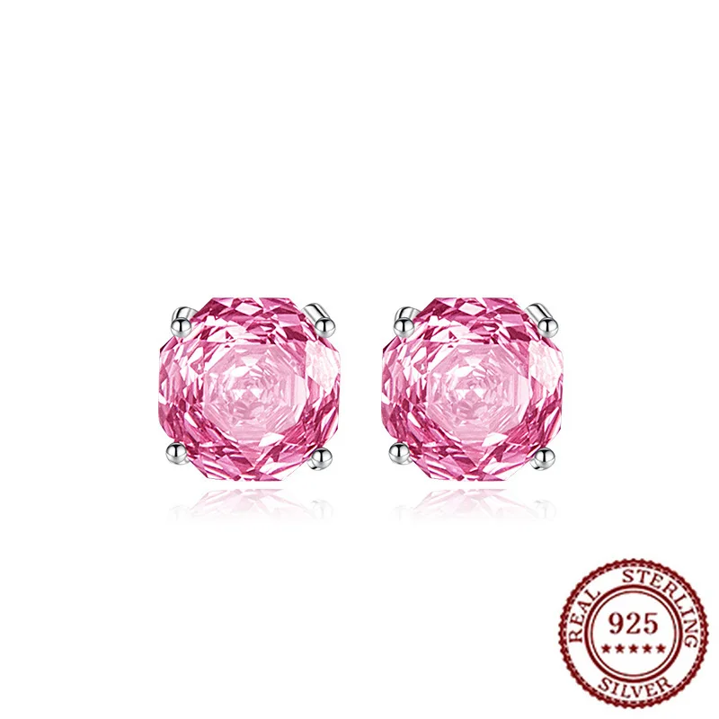 

925 Sterling Silver Octagonal Rose Cut Purple Earrings Set with Sea Blue High Carbon Diamond Sunset Earrings Rose Earrings