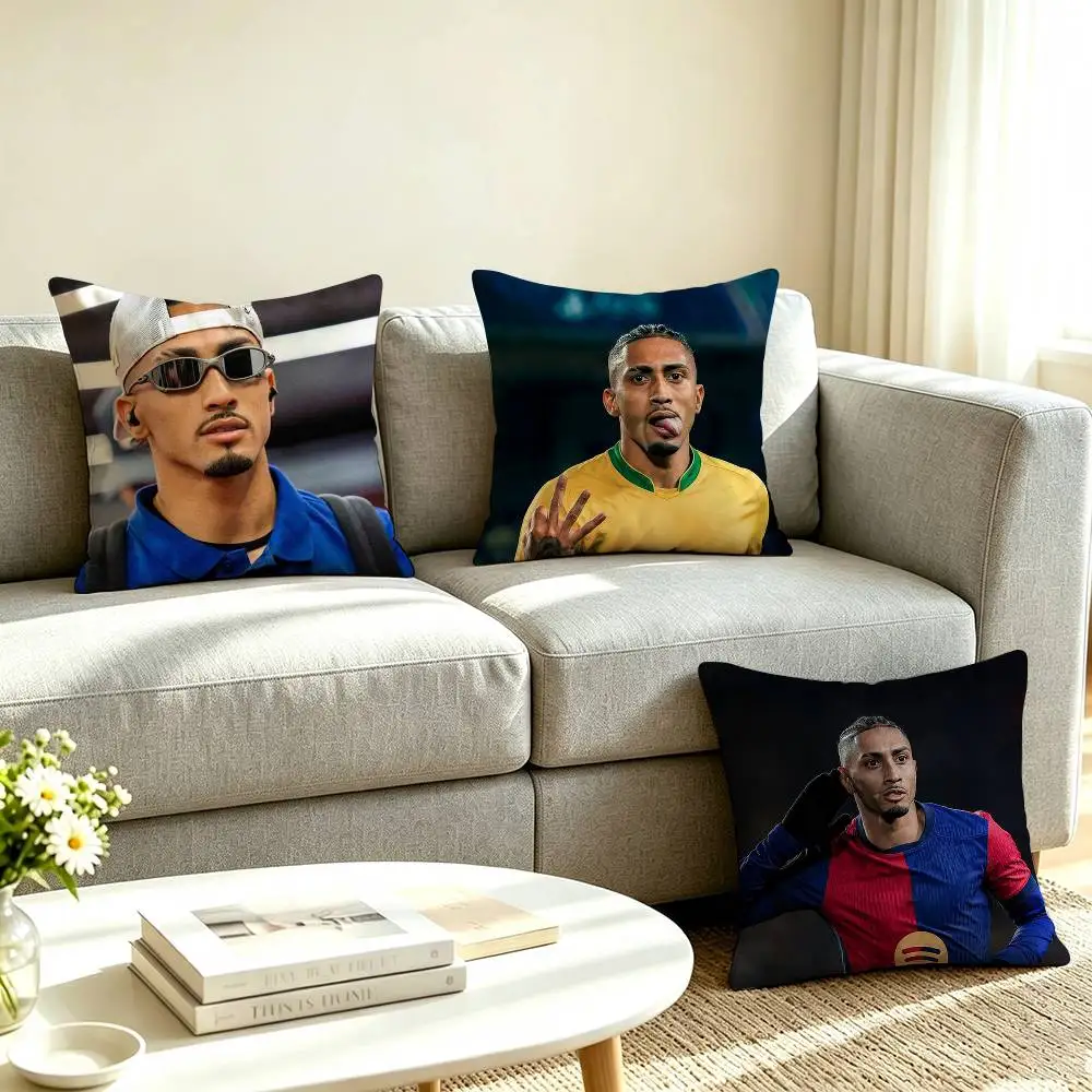 R-Raphinha Football Player Pillow Case Square Double-Sided Sofa Cushion Cover Bedroom Bedside Pillow