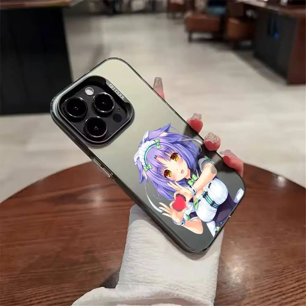 

Nekopara Anime Girl Game Phone Case For iPhone 17,16,15,14,13,12,11,Mini,Pro,E,MAX White Matte Shockproof Cover