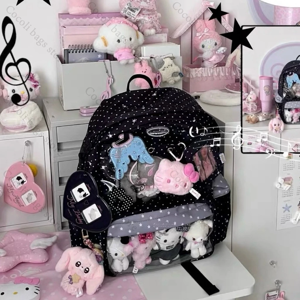 Kawaii Backpack Ita Bag Print School Bag for Girl Backpacks Woman Itabag with Transparent Pocket Women's Bag Ita Backpack
