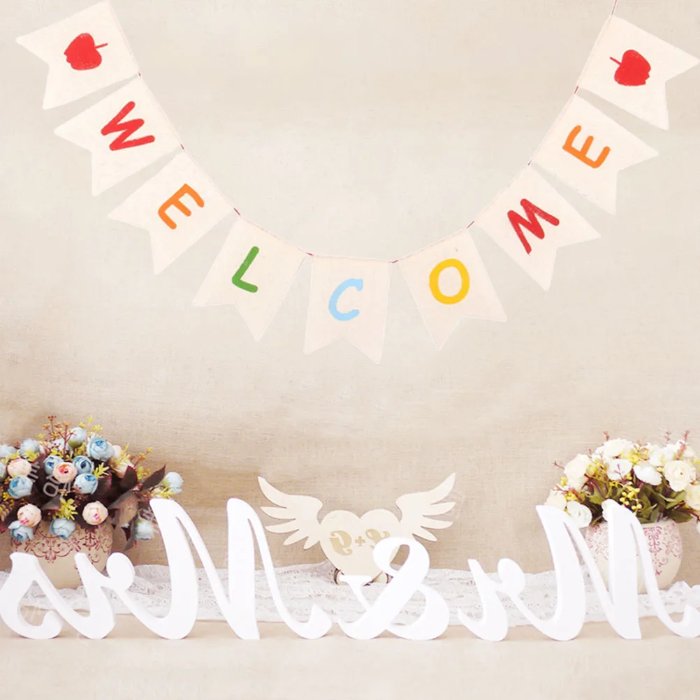 

Welcome Flags Banners Back Welcome Banner to School Decoration Lightweight Compact Bright Color Teaching Supplies