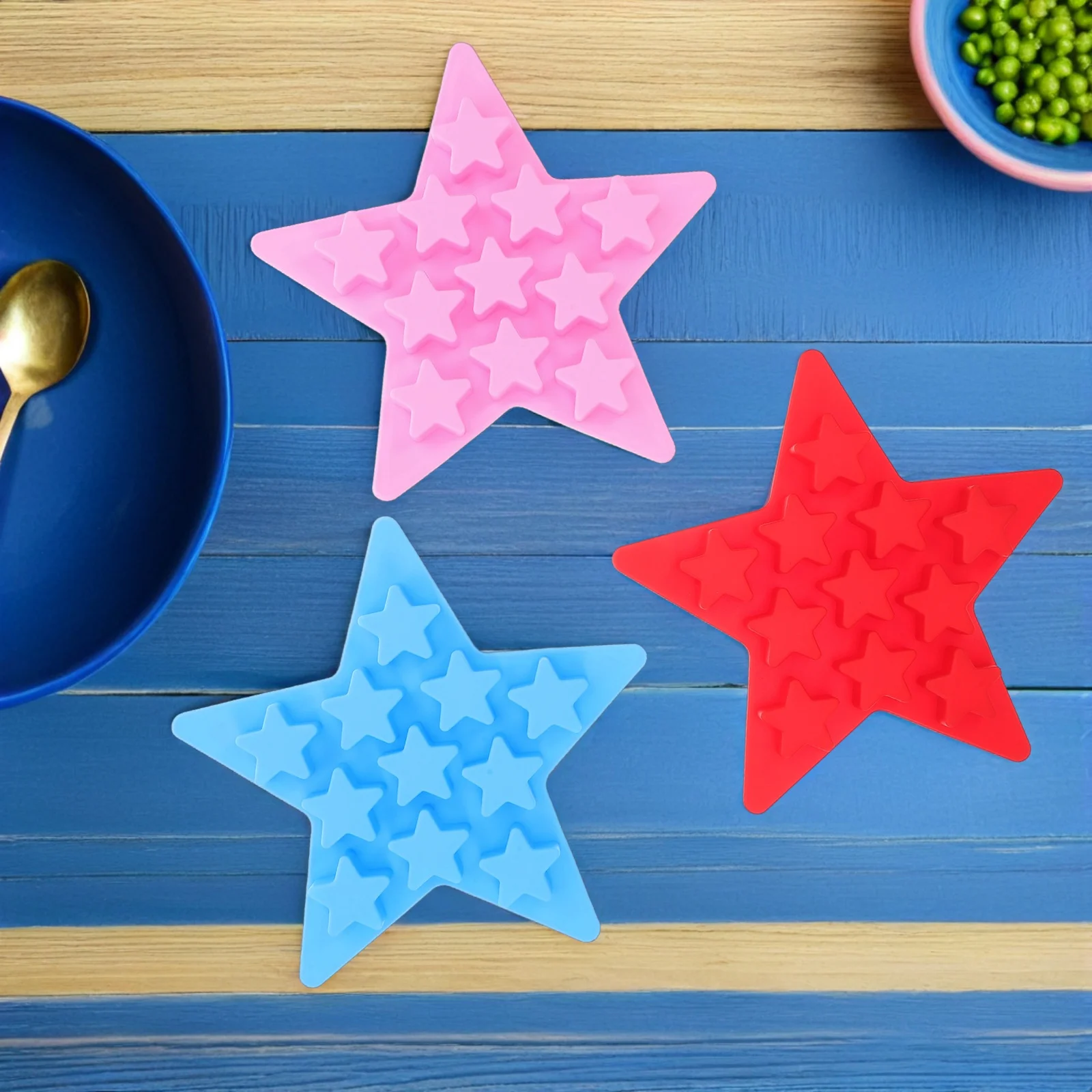 

3Pcs Star Shaped Silicone Ice Cube Tray Pentagram Mold for Party Cocktails Smoothies Creative Freeze Mold Easy Release Ice Tray