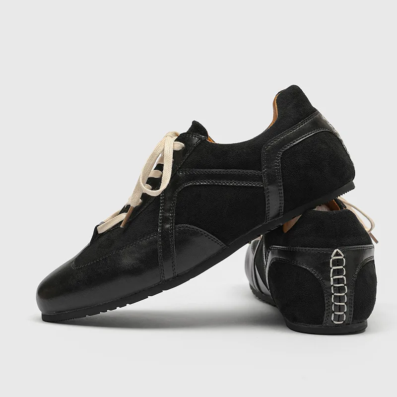 أحذية رجالية مسطحة من العلامة التجارية المصممة خفيفة الوزن قابلة للتنفس كاجوال من الجلد الناعم للرجال أحذية رياضية كاجوال مسطحة بمقدمة مستديرة #3