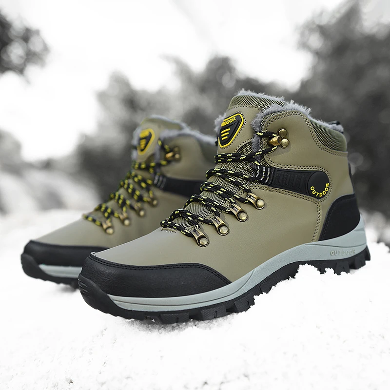 

YRZL непромокаемые зимние ботинки для мужчин, термозимние ботинки, противоскользящая легкая удобная уличная походная рабочая обувь на теплой подкладке