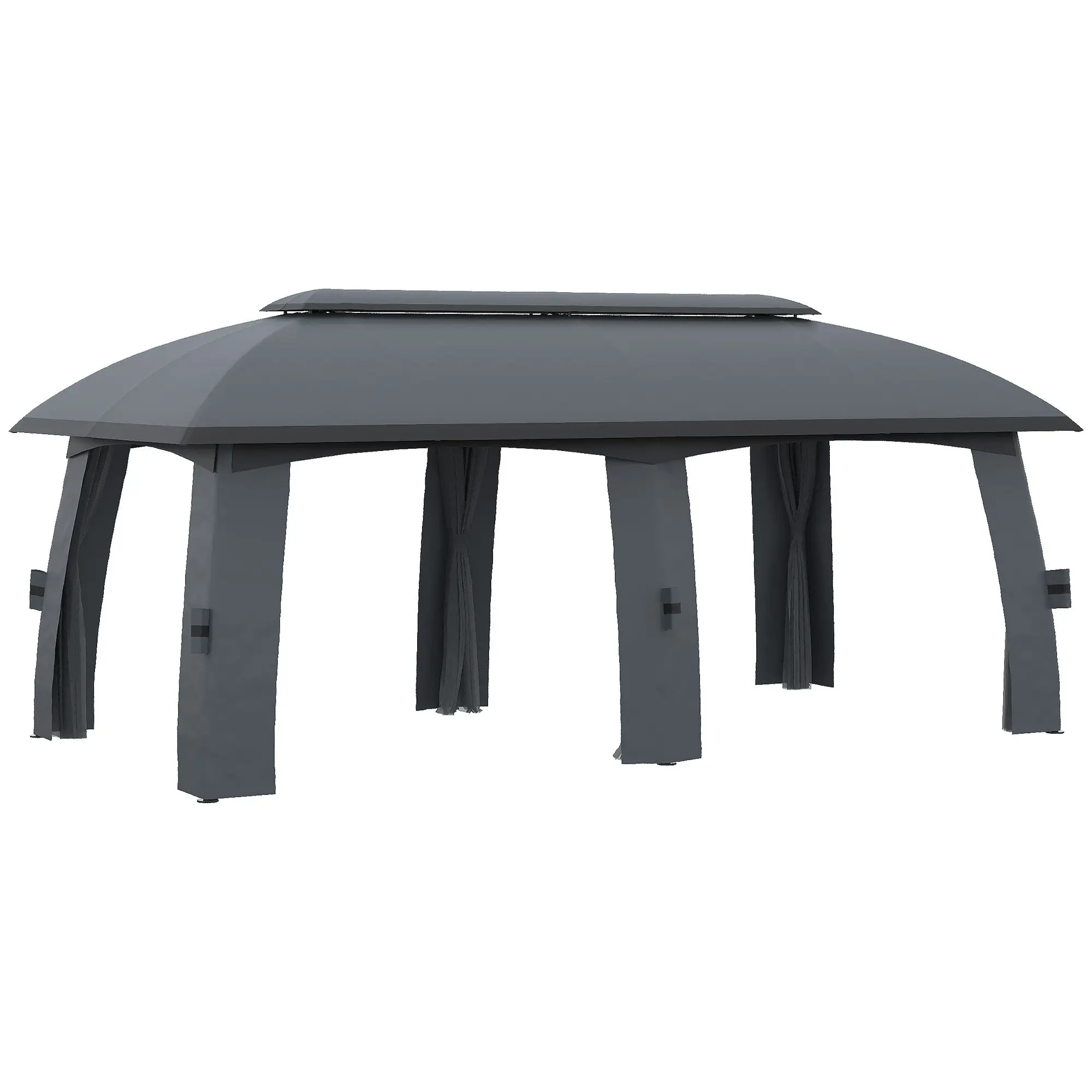 

For Outsunny Dark Gray Alfresco Abode: 10x20ft Netted Gazebo Canopy for Garden Soirees
