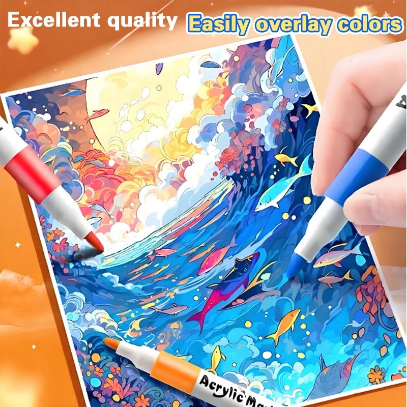 12/80 Colors Soft Headed Different Color Acrylic Marker Pen, Color Art Graffiti Pen, Waterproof, Opaque, Water-Based Soft Headed