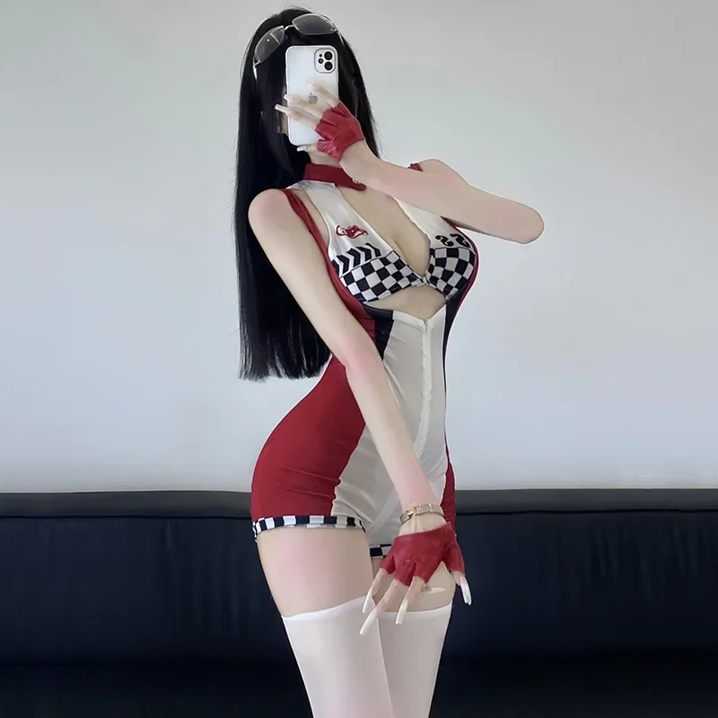 Anime feminino sexo fantasia racer cosplay lingerie erótica alta elástica cosplay corrida menina conjunto boate festa sexy