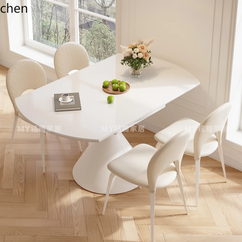 HT  rock  dining table variable round table rotating and retractable modern simple household small apartment folding round table