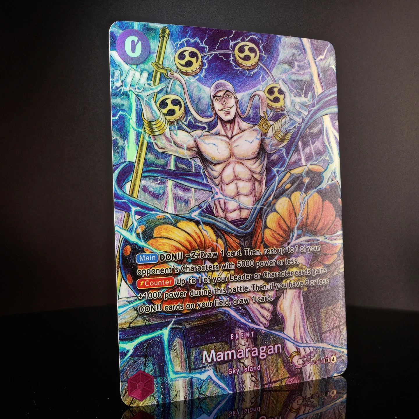 One Piece TCG OPCG English OP15-078 DIY Mamaragan Enel Purple Event Textured Foil Card Anime Collectible Card
